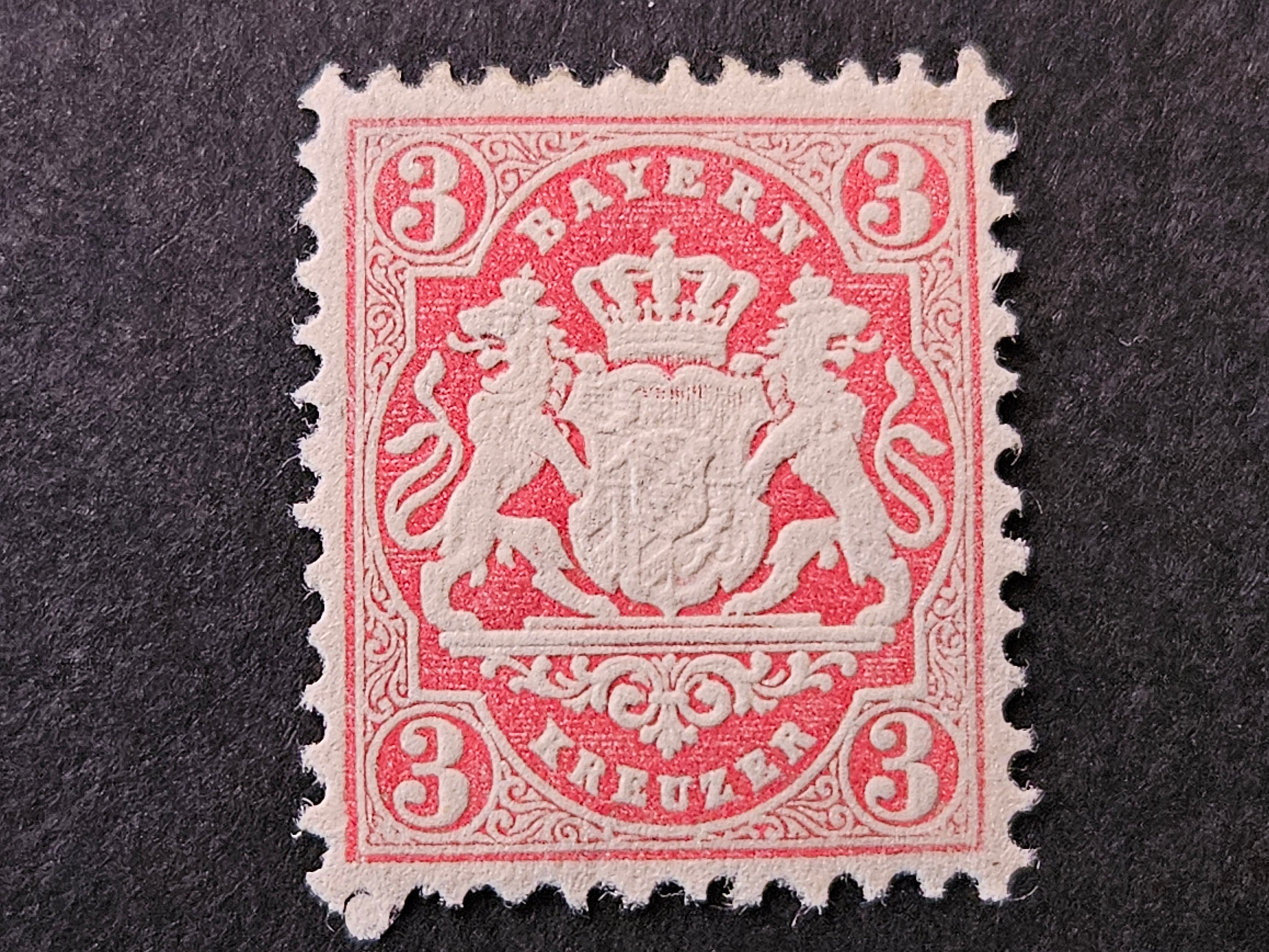 1867 Bavaria 3 Cent Bayern Kreuzer Postage Stamp Scott # 16 MH - Etsy