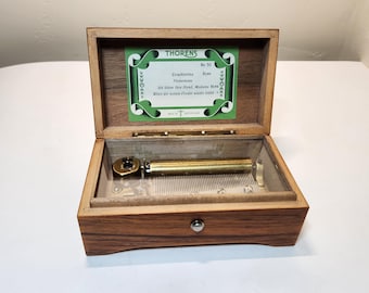 Vintage 1930s Thorens Swiss Music Box With Pastoral Scene on Lid