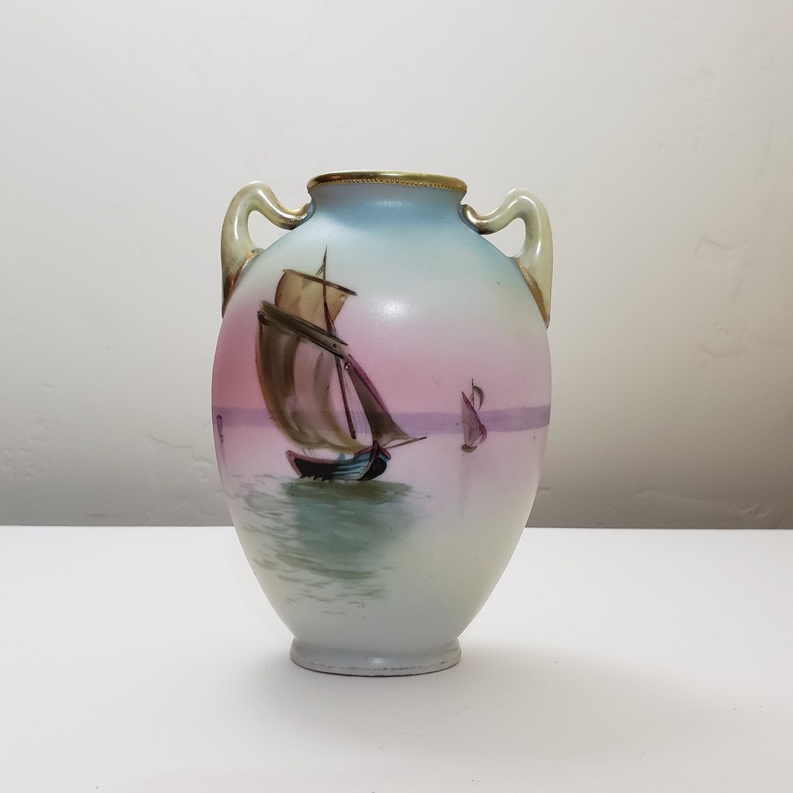 Hand Painted Nippon Two Handled Vase Etsy