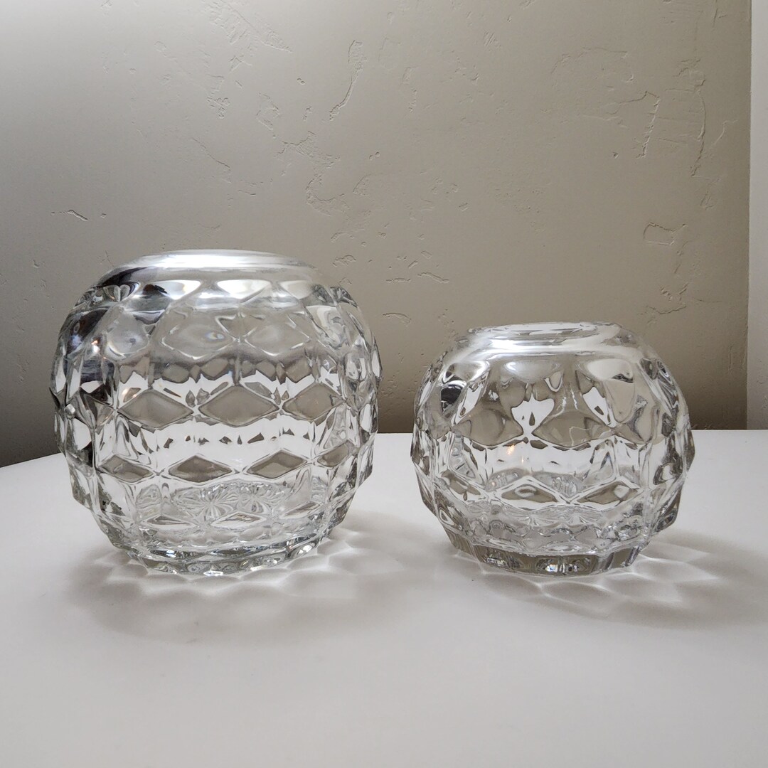 Fostoria American Rose Bowl Vases 4 1/2 and 3 1/4 Etsy