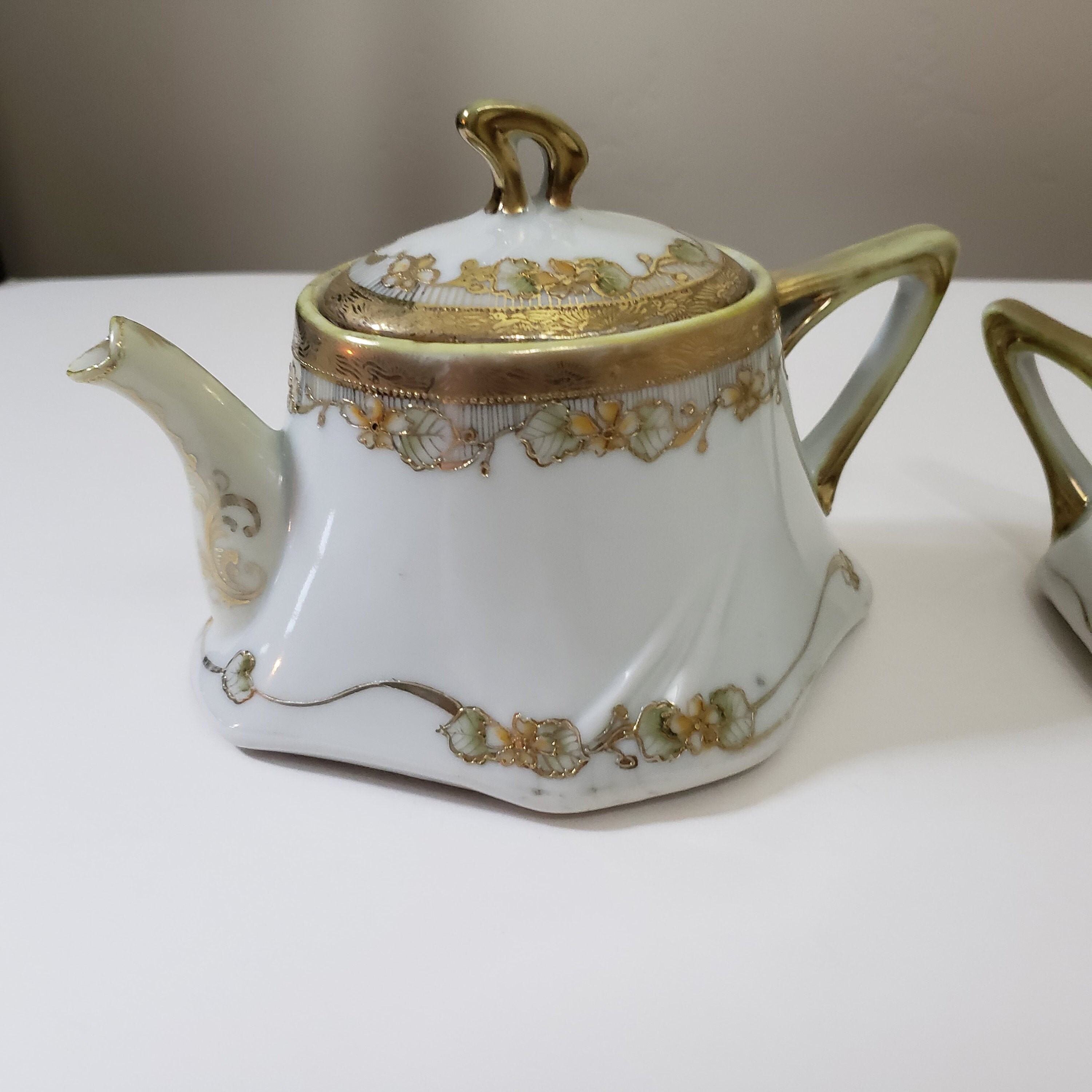 Antique Hand Painted Nippon Tea Pot and Creamer Etsy