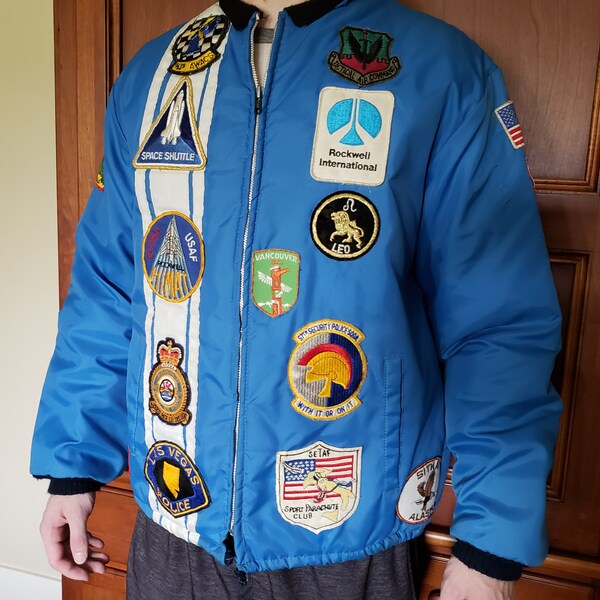 1980's NASA Mission Patch Jacket - Total of 35 Patches - Mens Large