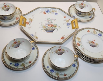 Haviland Limoges Tea Cups/Saucers, Plates, Handled Cake Plate