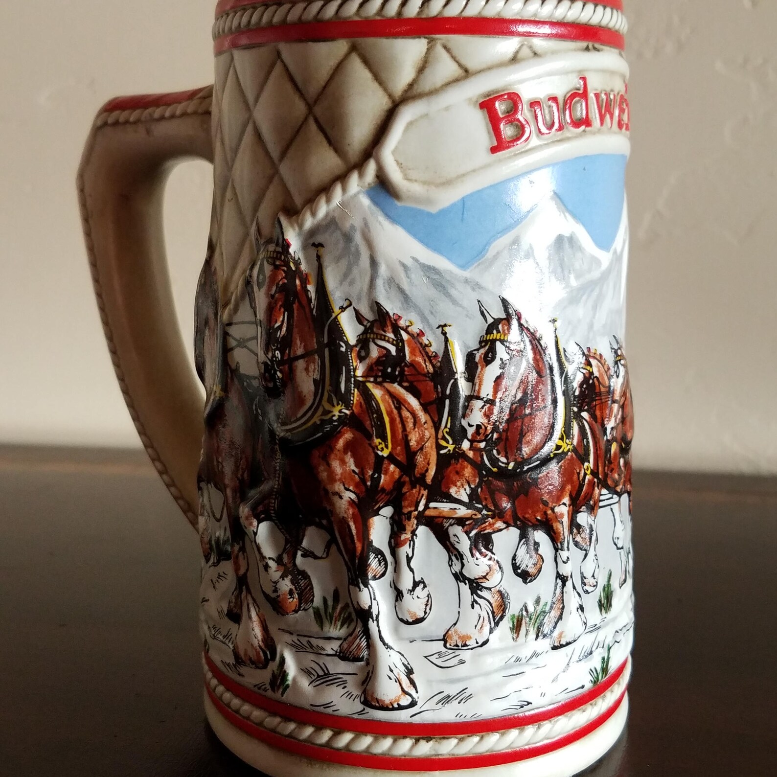 Anheuser Busch Christmas Stein Clydesdales and Snow Capped Etsy