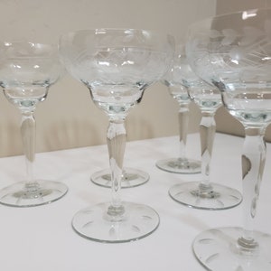 Variety Set 1 of Eight Vintage Depression and Elegant Glassware Cocktail  Glasses, Tiffin, Fostoria, Hawkes, Duncan and Miller, Etc. 