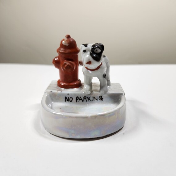 Vintage Lusterware Dog Figurine No Parking Trinke… - image 1