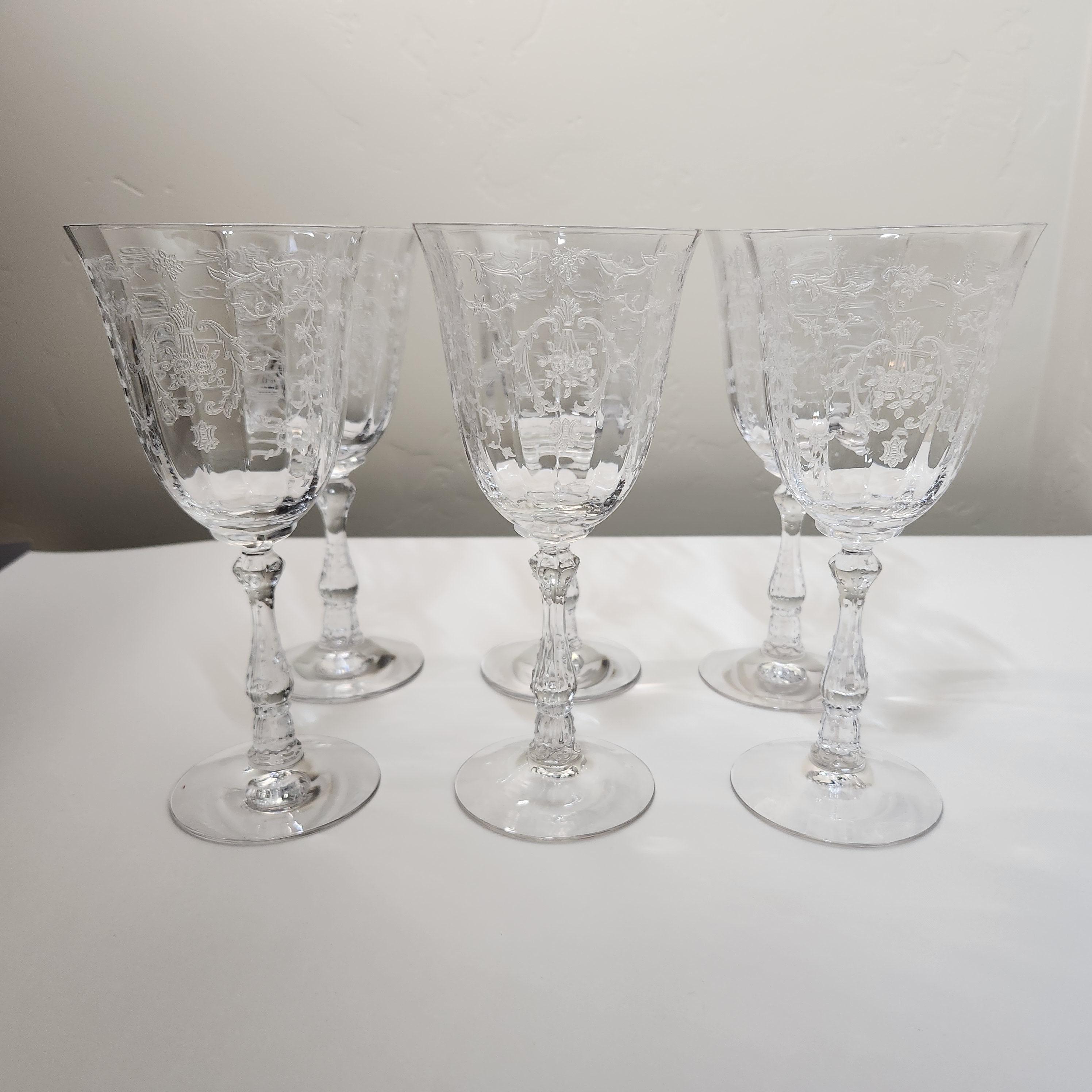 Antique Fostoria Crystal Wine Glass with June Etch – Anything