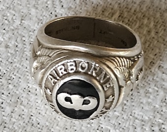 US Arm Airborne Sterling Siver Ring