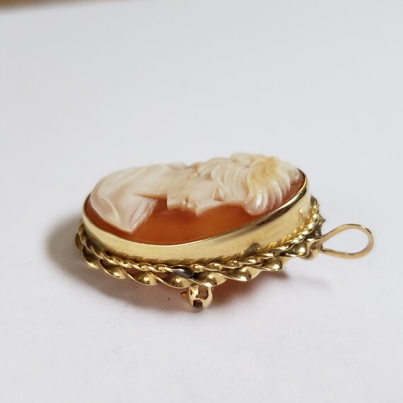 Antique 14 kt Gold Cut Shell Cameo Pendant/Brooch - image 5