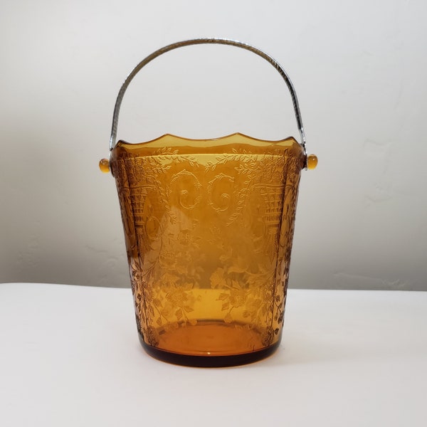 Cambridge Glass Portia Ice Bucket in Amber