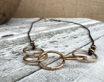 Five Gold Rings Necklace,  Gift for Her, Gift, Handmade gift, Handmade, Handmade Necklace, One of a Kind, Non-binary, Androgenous