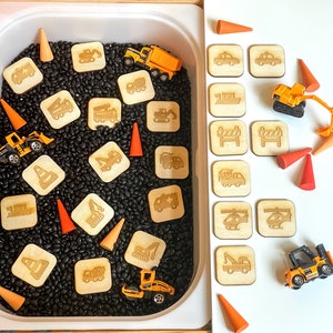 Wooden Construction Memory Match Game: Rescue Vehicles for Preschoolers