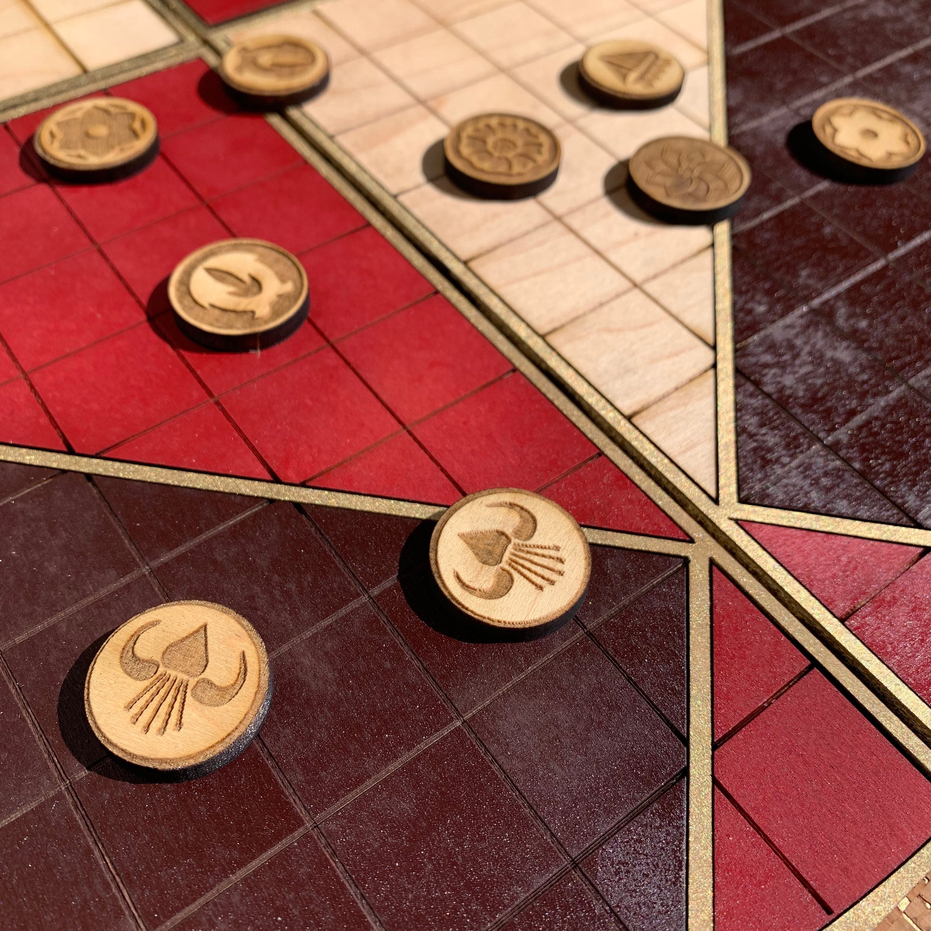 Pai Sho Board Game with Tiles and Inlaid Nation Symbols Gold | Etsy
