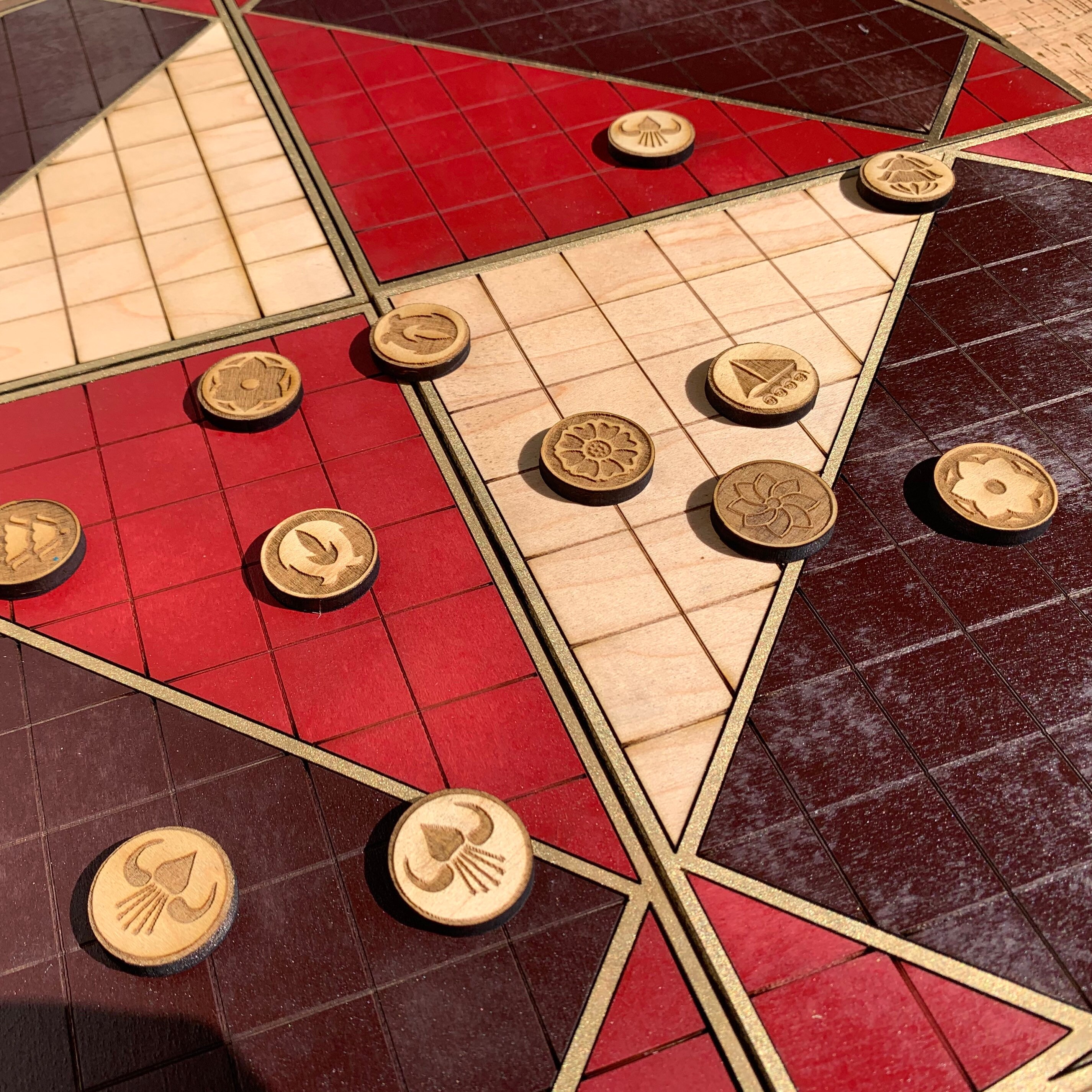 Pai Sho Board Game with Tiles and Inlaid Nation Symbols Gold | Etsy