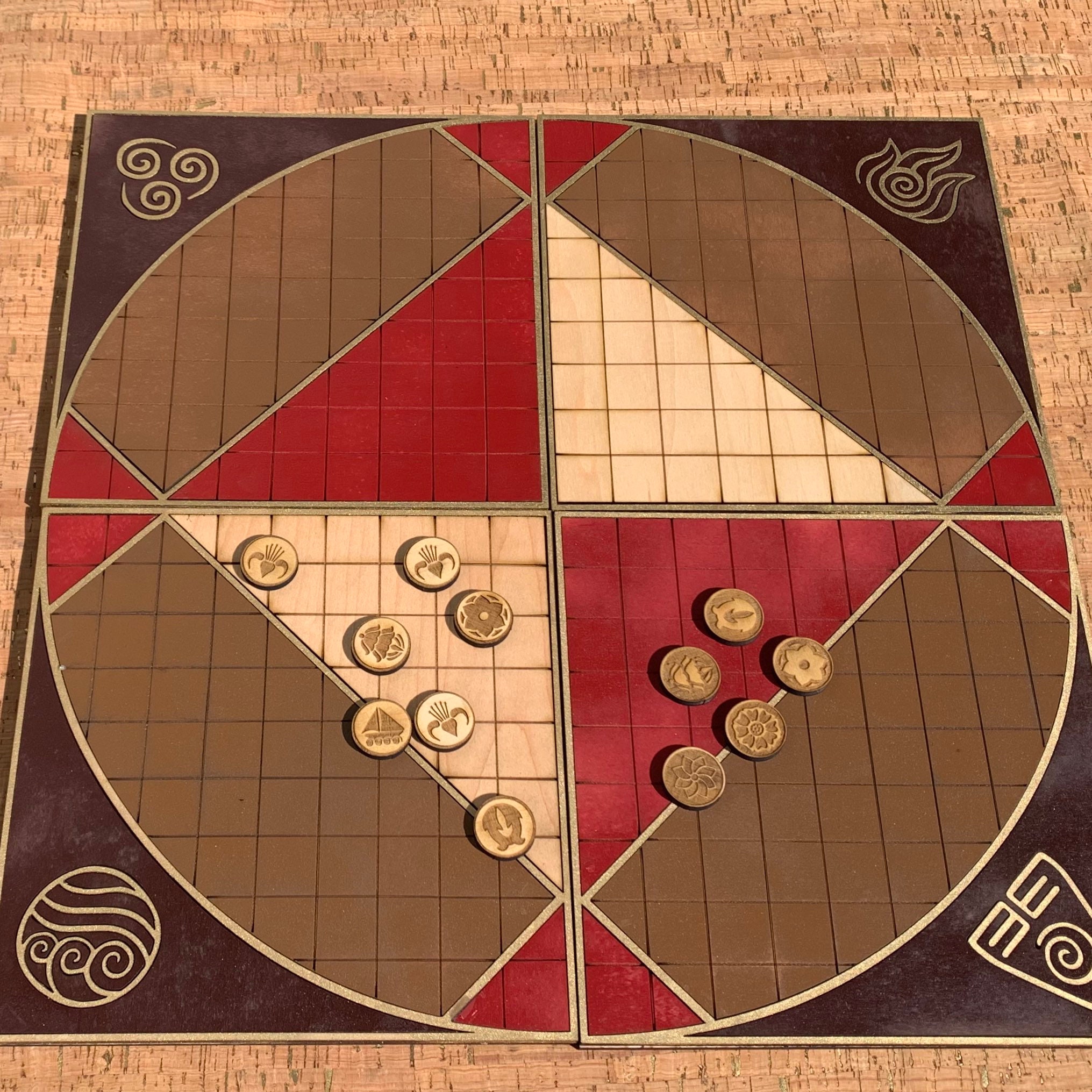 Gold Trim Pai Sho Board Game with Tiles and Inlaid Nation | Etsy