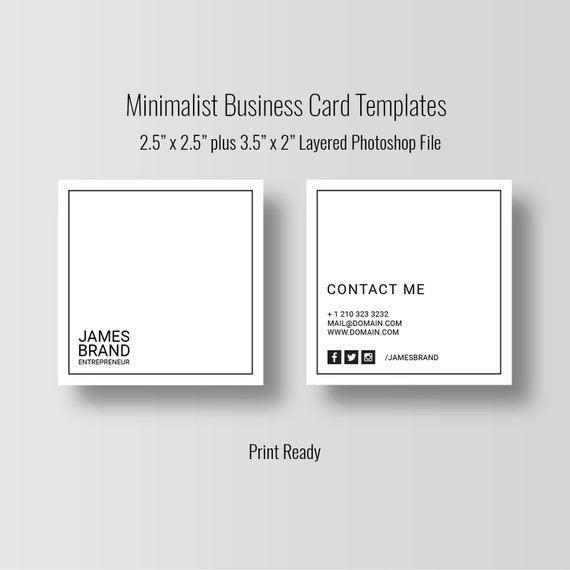 Minimalist Square Business Card Minimal Business Cards Set Etsy