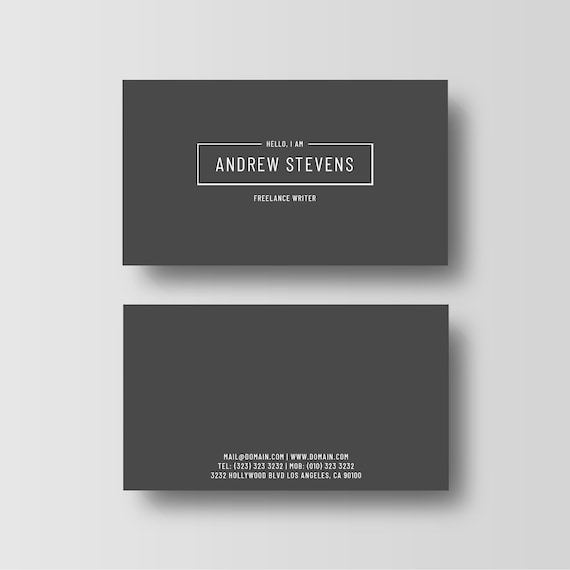 2-Sided Mellow Yellow DIY Template Business Card Set Clean Minimalist Simple Classic Geometric mly Custom Business Card Design Set