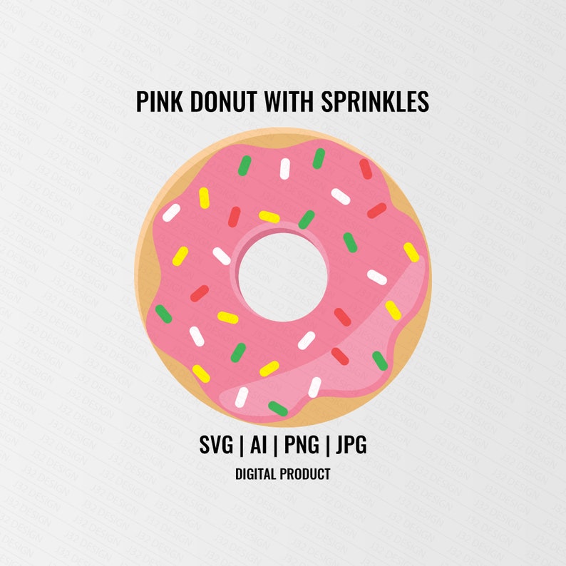 Pink Donut Vector Printable Doughnut With Sprinkles Baked | Etsy India