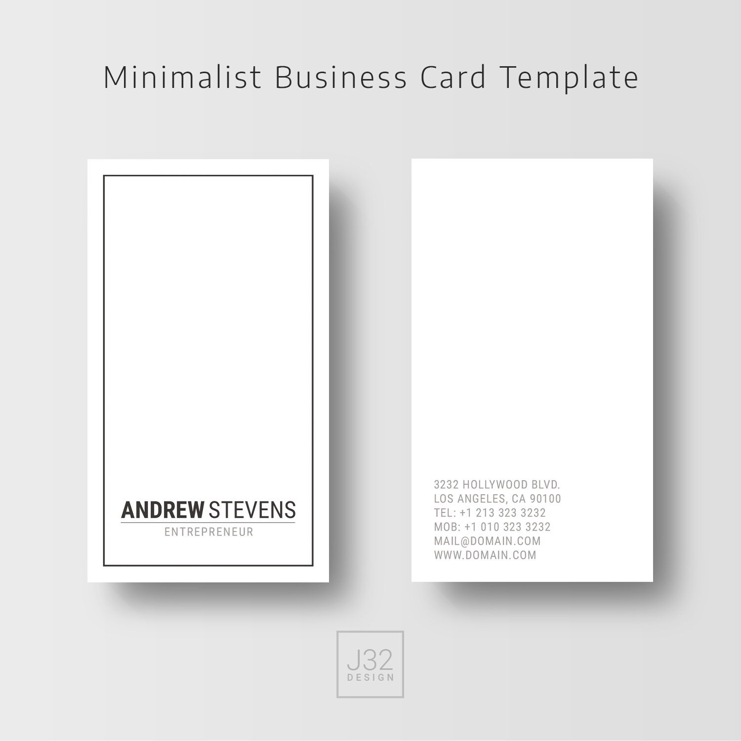 Minimalist Business Card Template Professional Minimal - Etsy
