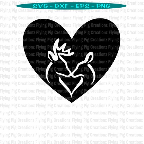 Deer Svg Deer Kissing With Heart Svg Doe And Buck Svg Deer Etsy