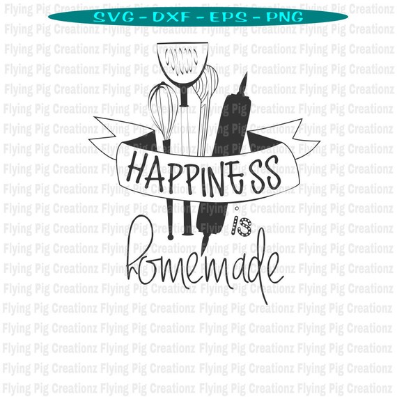 Download Happiness Is Homemade Rolling Pin Whisk Kitchen Towel Sign Etsy