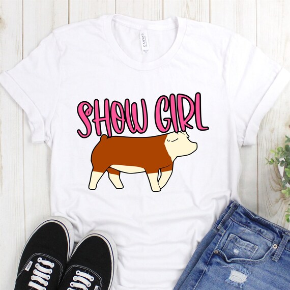 Cute 4-H Show Pig Tshirt For Girls Who Follow Their Barrow Cute 4-H Show Pig Tshirt For Girls Who Follow Their Barrow
