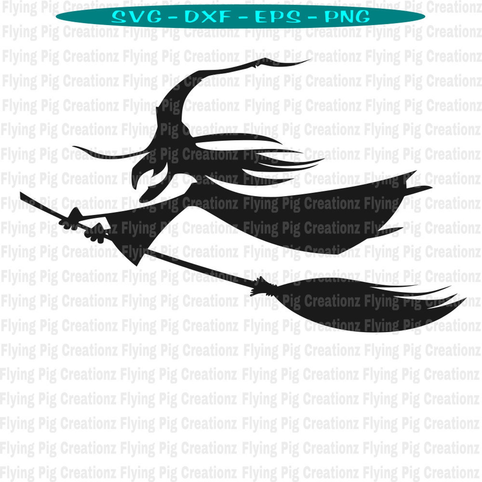 Witch SVG Flying Witch Svg Flying Witch With Broom Svg | Etsy