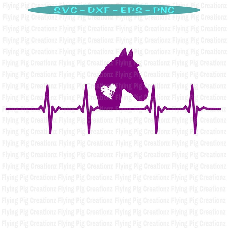 Horse Heartbeat EKG Heart Beat Love for Horses Head 4H Show Etsy