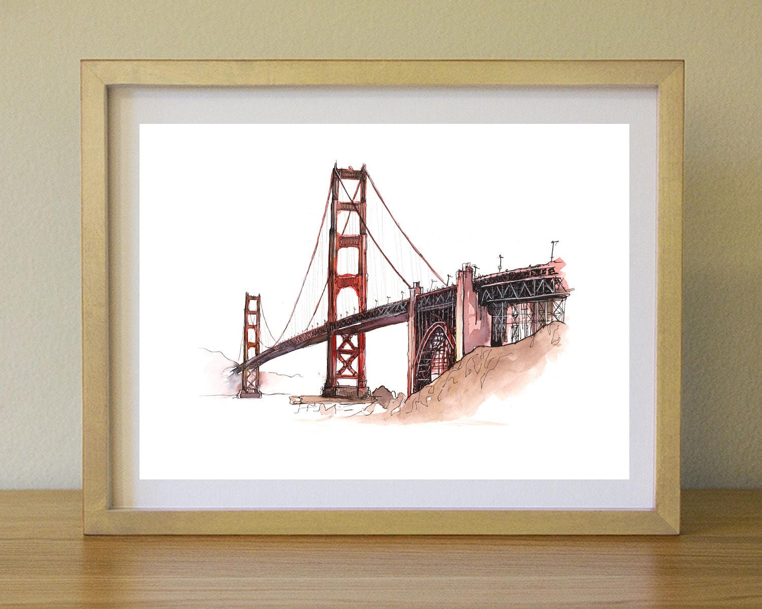 Golden Gate Bridge Printable, Two Prints, Golden Gate Bridge Water ...