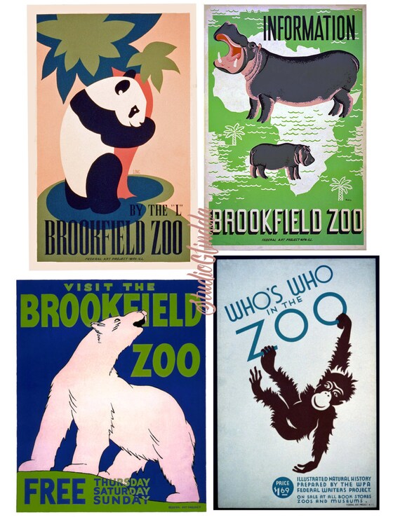 VINTAGE BROOKFIELD ZOO POLAR BEAR ADVERTISING A2 POSTER PRINT