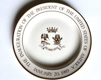 Vintage 1989 Presidential Inauguration Plate Hay Adams Hotel Mayer China Washington DC Memorabilia