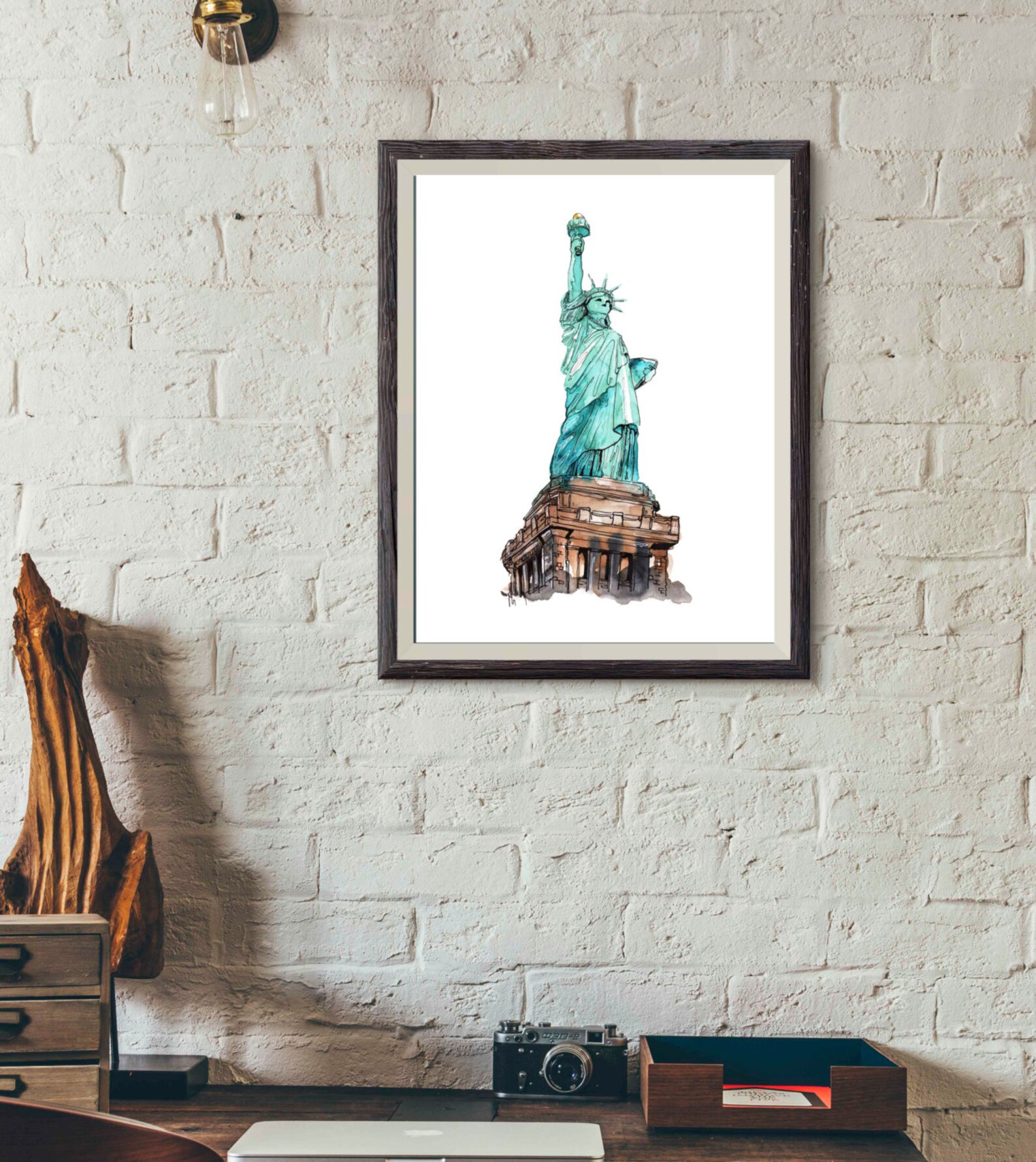 Statue of Liberty Watercolor Printable, Office Decor, Statue of Liberty ...