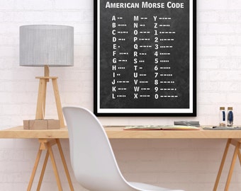 American Morse Code Printable Wall Decor, Morse Code Poster, Office Decor, Classroom Decor, Boy's Room Decor, Man Cave Poster