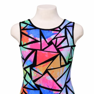 Neon Geometric Gymnastics Leotard Girls Dance Competition Outfit Womens leo Toddlers Childrens