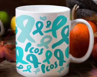 PCOS Awareness Teal Ribbon Taza de Café y Té