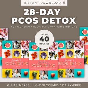 28-Day PCOS Detox Program | PCO Tea, Smoothie, Salads | PCOS Recipes and Meal Plans | Meal Planner