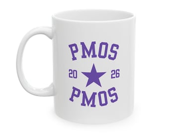 Taza de cerámica con tipografía PMOS Star PCOS / Taza de café de 325 ml (11 oz)