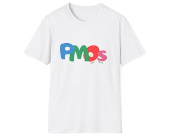 Camiseta con logo de burbujas coloridas de PMOS / camiseta gráfica retro y divertida