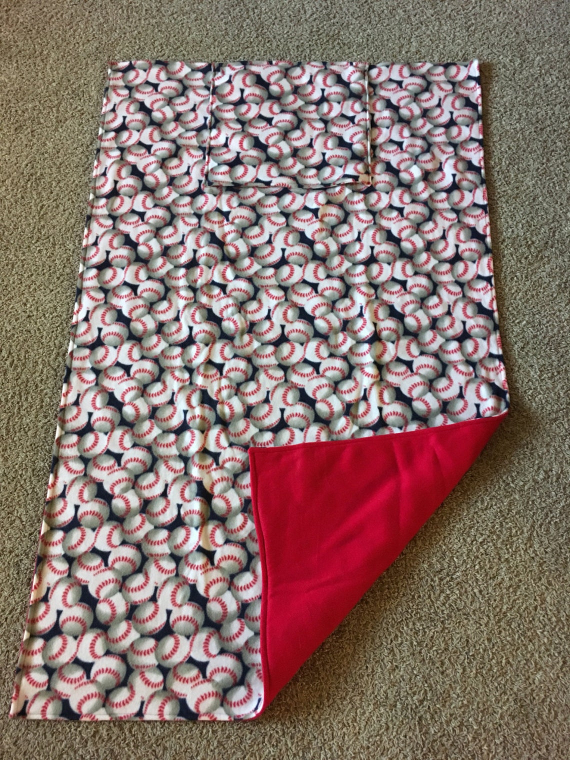 Baseball quillow blanket in a pillow throw fleece quillow Etsy