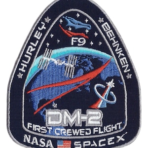 NASA Space X DM2 Crewed Flight Mission Raumstation Falcon 9 ISS bestickter Aufnäher (zum Aufbügeln)
