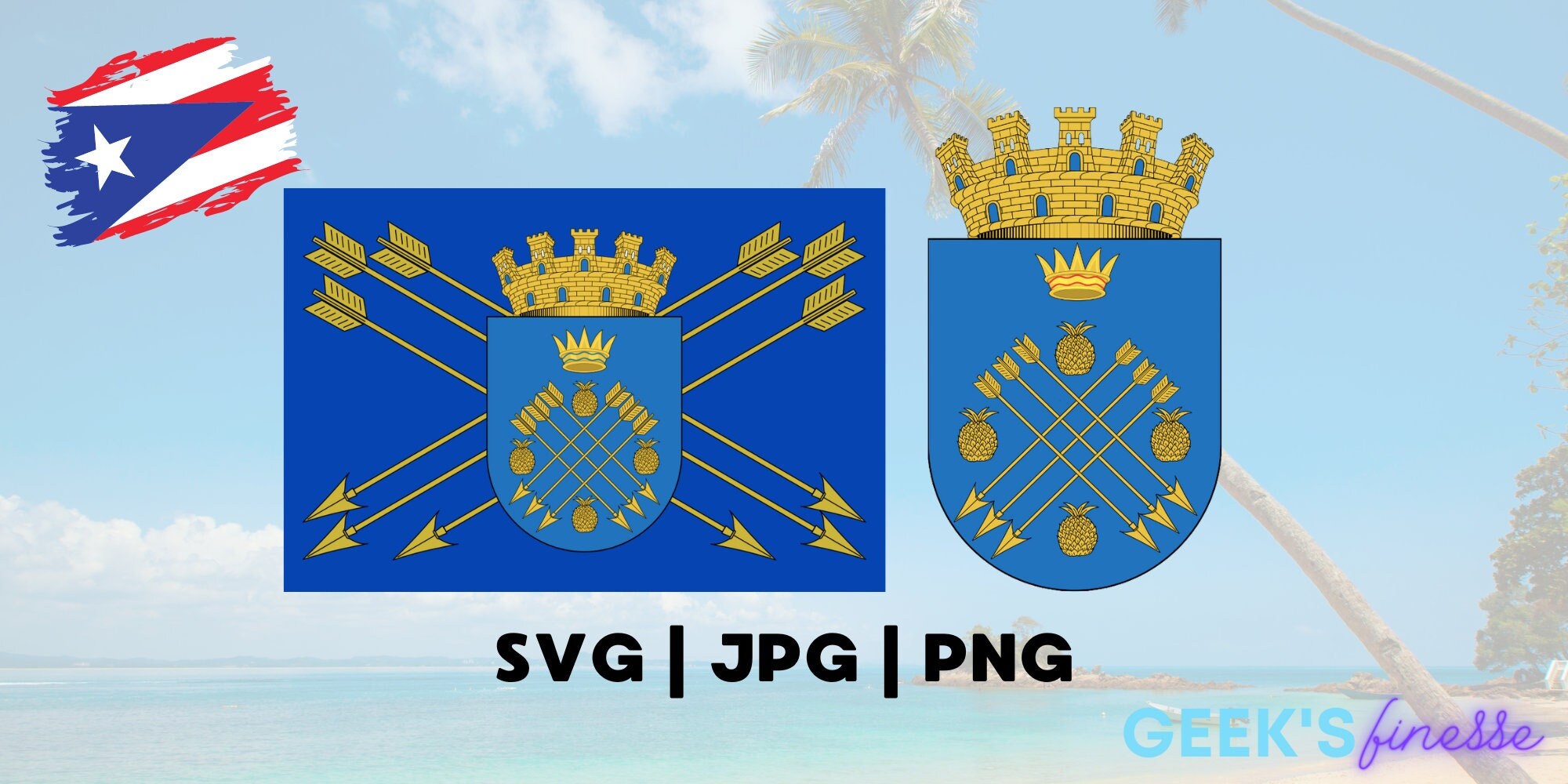 Caguas Puerto Rico Flag Coat of Arms Escudo De Armas JPG Etsy