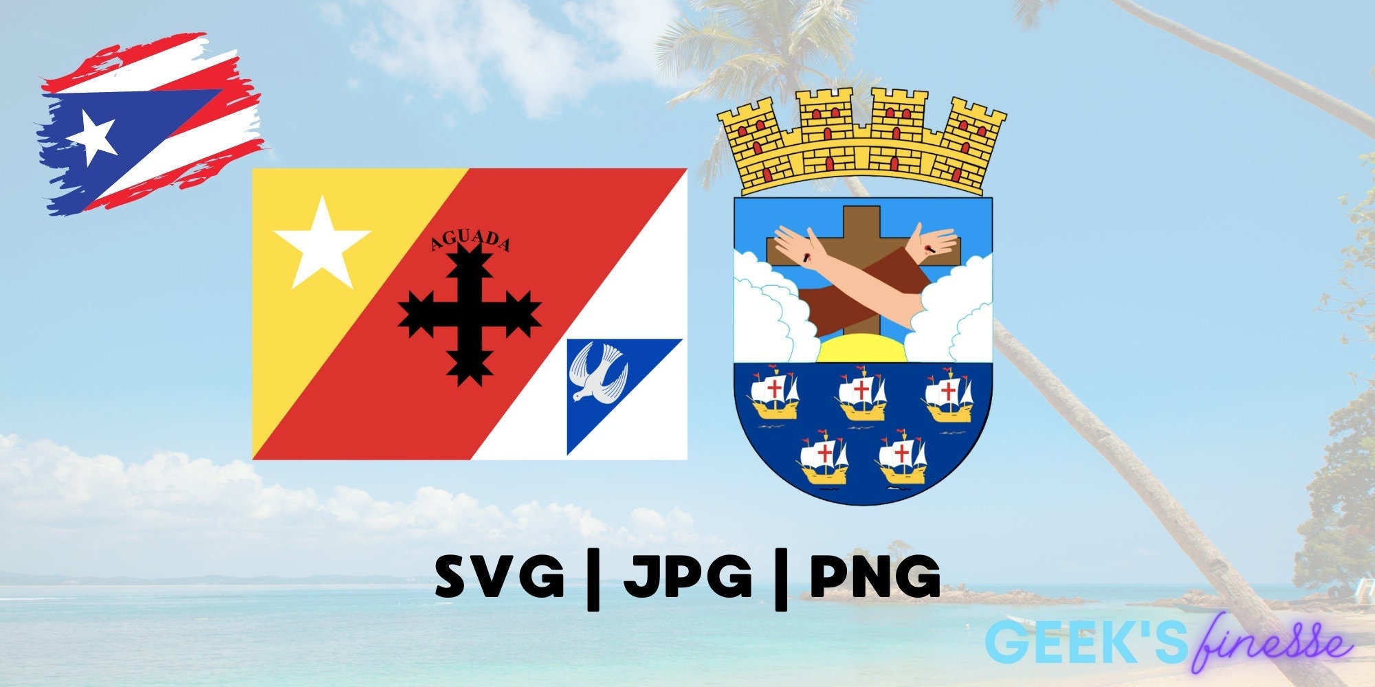 Aguada Puerto Rico Flag Coat of Arms Escudo De Armas JPG Etsy