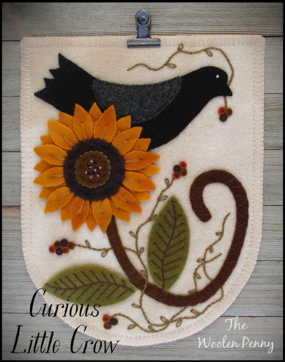 Curious Little Crow ~Autumn Blooms N' Berries~ Wool Applique Pattern