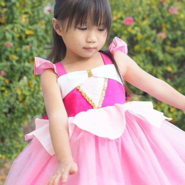 Handmade to order sleeping beauty princess tulle dress birthday party Halloween costume pink | aurora dress | toddler dress | girl dress