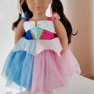 Handmade mixed colors princess aurora 18 inch doll dress / sleeping beauty outfit / toy girl clothing