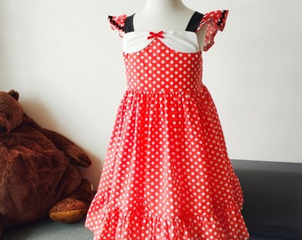 Handmade to order red polka dots mouse princess dress birthday party Halloween costume |  girl clothing | toddler outfit | girl dresses