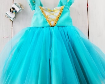 Arabian Princess Jasmine Inspiriert Tüll Baumwollkleid | Baby Mädchen Kleid | Kleinkind Kleid | Mädchenkleid | Blumenmädchen Kleid | Babykleidung