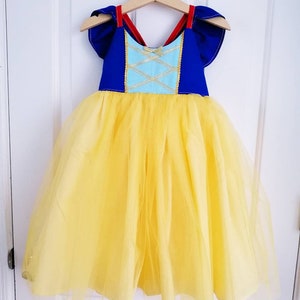 Handmade snow White inspired flutters sleeves tulle tutu dress birthday party dress up | princess dress | gift for her | toddler dress |