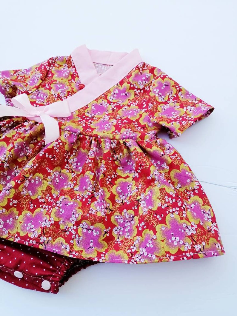 Handmade Chinese Mandarin hanfu dress romper for baby girl tradtional modern custom order available