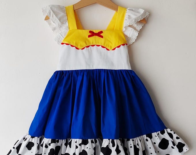 Handmade Jessie inspired Cow girl dress birthday clothing toy story  toddler gift party outfit
